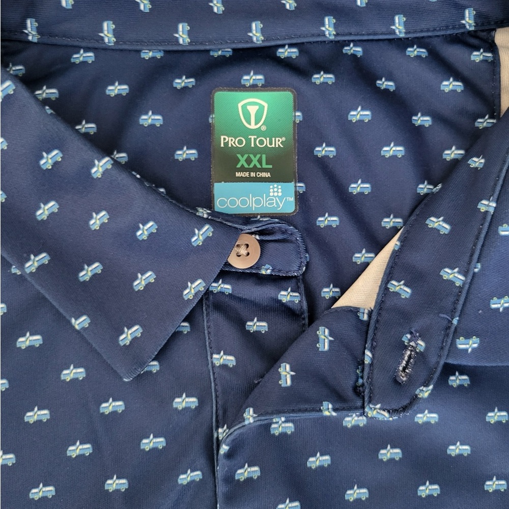 Navy Patterned Polo Shirt